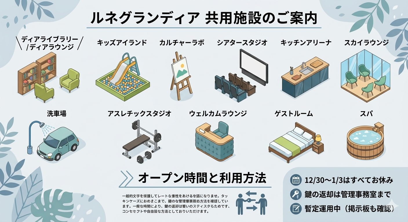 共用施設のご案内を公開しました。
